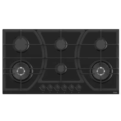 Mika Built-In Gas Hob, 90cm, 6 Gas with WOK, Glass image 1