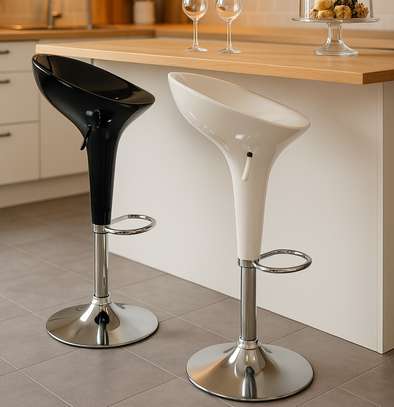Office Stool :  Height Adjustable  White Barstool image 5