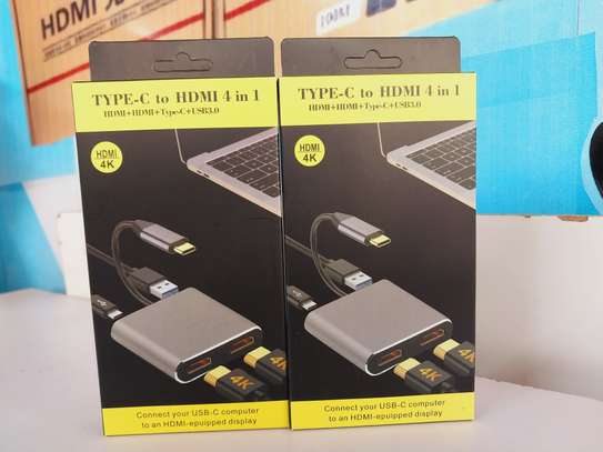 4 in 1 Type-C to Dual HDMI Adapter PD Charge Input USB 3.0 image 3