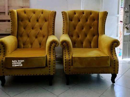 Trendy Yellow single seater wingback chair image 1
