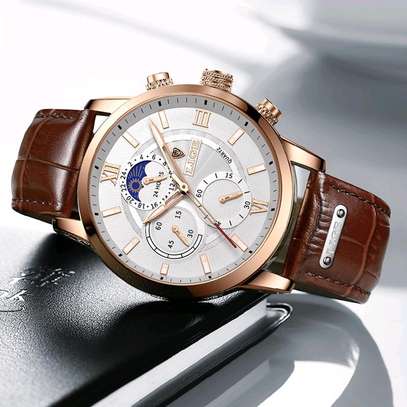 LIGE 8932 Moon Phase Sports Men Leather Watch image 5