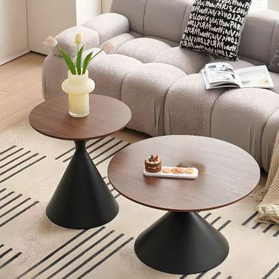 Round Wooden 2 Piece Strong Coffee Tables image 1
