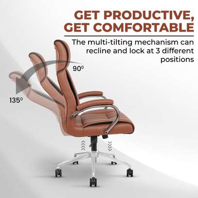 Office Chair: Brown Adjustable Lift Executive Office Chair image 2