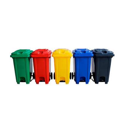 Top tank black,Yellow,Red,Blue pedal bin with wheels 100L image 3