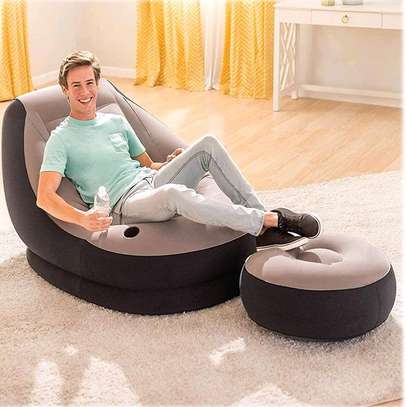 2 in 1 inflatable sofa with footrest and pump image 2