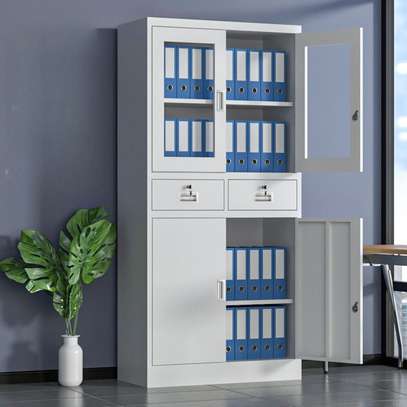 Modern Filing Cabinet with Glass Upper Doors image 5