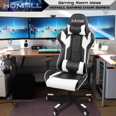 Gaming Chairs: Racing White Reclining Gaming Chair image 1