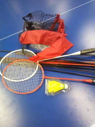 Badminton Kit 2 rackets 2 shuttle corks 3m free standing net image 1