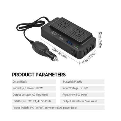 DC To AC Converter With Digital Display 2 AC Outlets 4 USB image 3