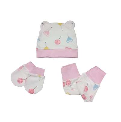 Newborn Baby Cap Mittens & Socks Set image 2