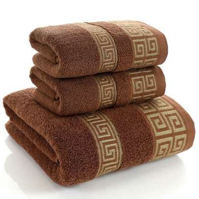 brown 3  piece towel set image 1