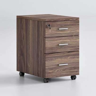 Lockable Wooden Office Cabinet with Movable Drawers image 1