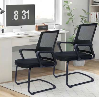Office Chair: Cantilever Mesh Visitor Waiting Seat image 4