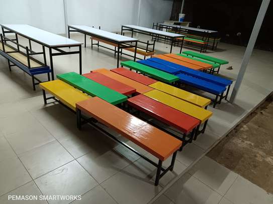 School dining tables and benches image 3