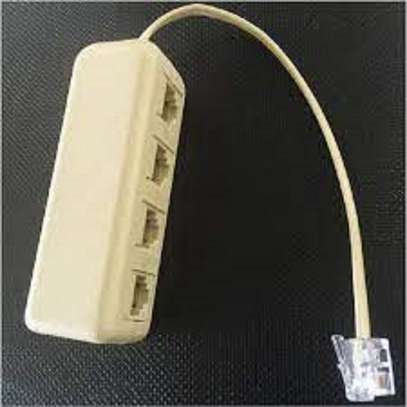 RJ11 6P4 C to 6P4 C 4 Way Modular Telephone Line Splitter image 1