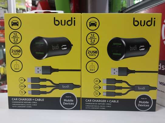 Budi 3 In 1 Car Charger - Fast Charging , 2 USB Ports image 3