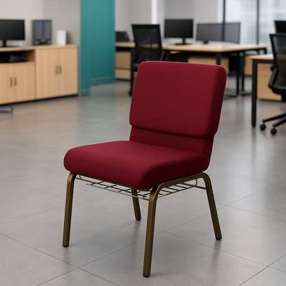 Office Chair: Red Cushion Elegant Visitors Office Chair image 1