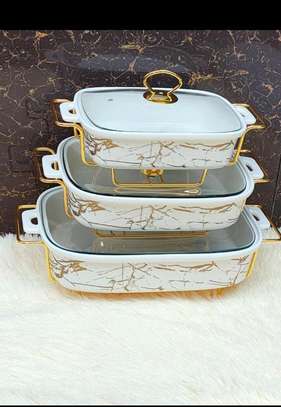 3 Pcs Ceramic Chaffing Dish Warmer - Food Tray 1 image 1
