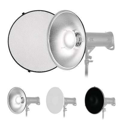 Silver 16cm Beauty Dish with grid and diffuser image 1