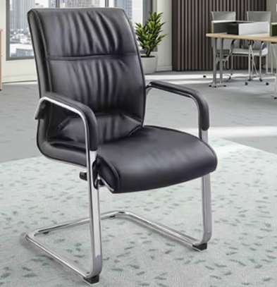 OFFICE CHAIR: Black  Heavy Leathered Office Chair image 1