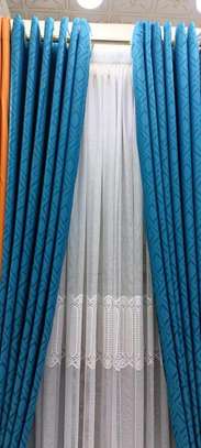 :PLAIN BLUE AND PRINTED CURTAINS image 5