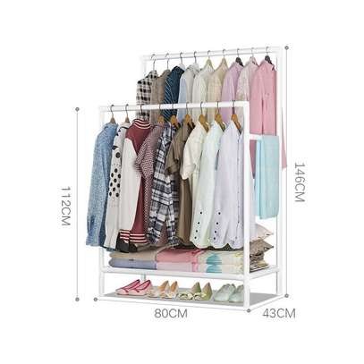Double Pole Clothing Rack With Lower Storage Shelf image 1