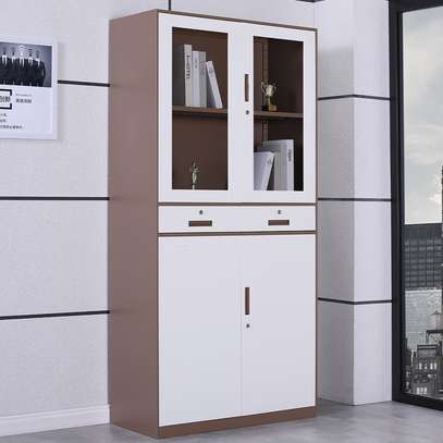 Steel Storage Cupboard with Glass Doors & 2 Drawers image 6