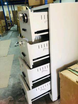 Durable Metal File Cabinet 4-Drawer Lockable White image 1