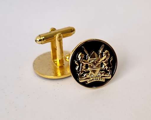 Emblem of Kenya Classic Black Cufflinks Gold Finish image 2