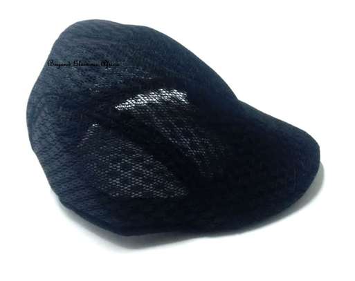 Mens Black Mesh newsboy cap with belt image 3