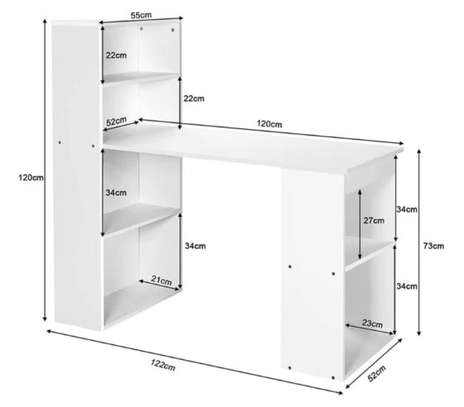 Modern White Computer Desk with Storage Bookshelves image 4