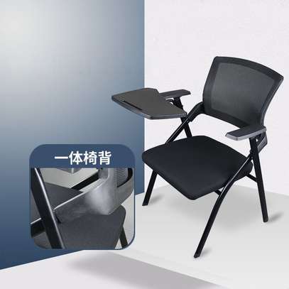 Folding Mesh Conference Chair with Writing Pad image 4