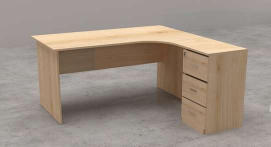 Office Desk :  L-Shaped Wooden Desk with Drawers image 5