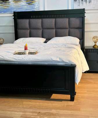 Mahogany wooden beds with cabinets image 1