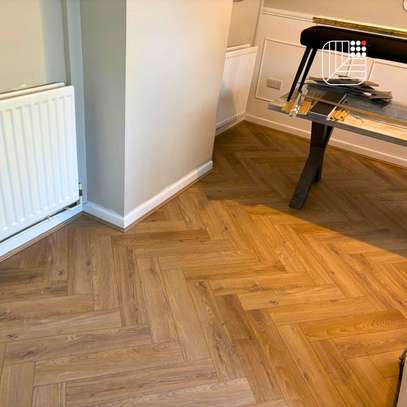 Herringbone Vinyl Flooring Light Wood Tone Durable image 3