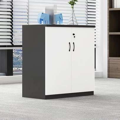 Office Cabinet: 2 Door Wood Dark White Credenza File Cabinet image 1