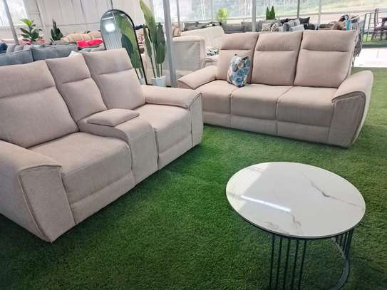 Beige Sofa Set 3-Seater + 2-Seater Recliner image 2