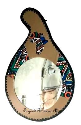 Brown Leather Calabash Mirror image 2