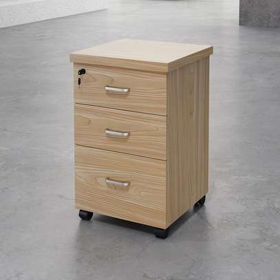 Lockable Wooden Office Cabinet with Movable Drawers image 2