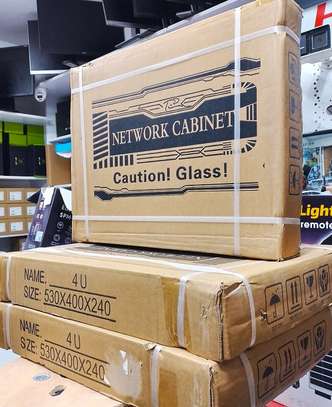 New 4U Wall Mount Server Cabinet, Network Rack with Glass image 1