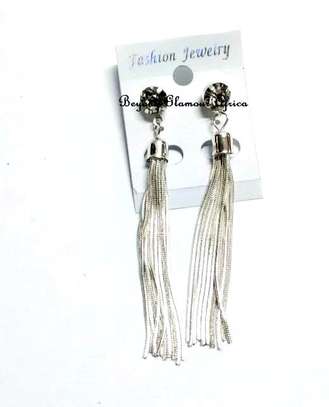 Womens Silver earrings with tassels earrings image 1