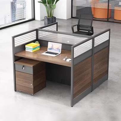 Simple Design 2-Person Wooden Partition Office Table image 3