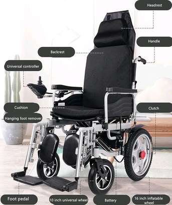 Dual Motors Reclining Electric Wheelchair Portable Folding image 1