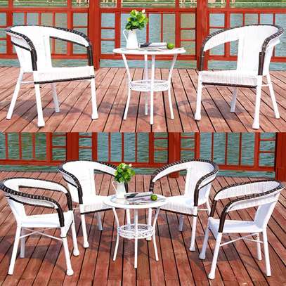 Rattan Outdoor Table and Chair Set with Glass Table image 5