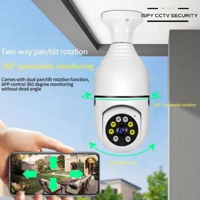 PTZ Rotating CCTV Bulb Security Camera Night Vision image 1