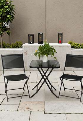 Black Metal Folding Glass Dinning Table image 12