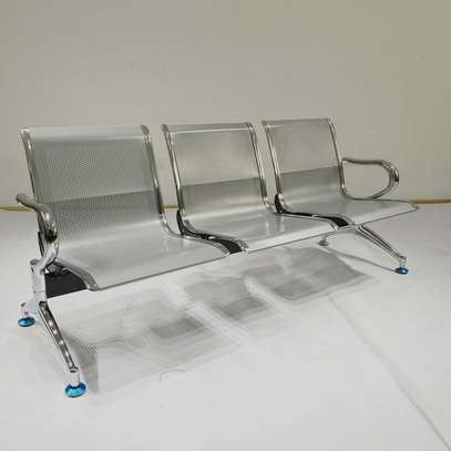 Durable Chrome Steel Waiting Bench – 3-Seater image 1