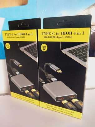 4 in 1 Type-C to Dual HDMI Adapter PD Charge Input USB 3.0 image 1