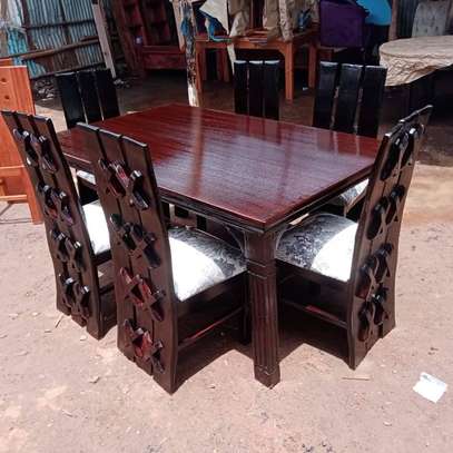 6 Seater Mahogany Framed Dining Table Sets Available image 1