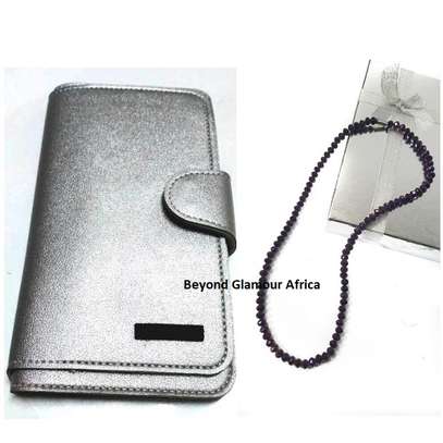 Womens Siler leather wallet and crystal necklace image 2